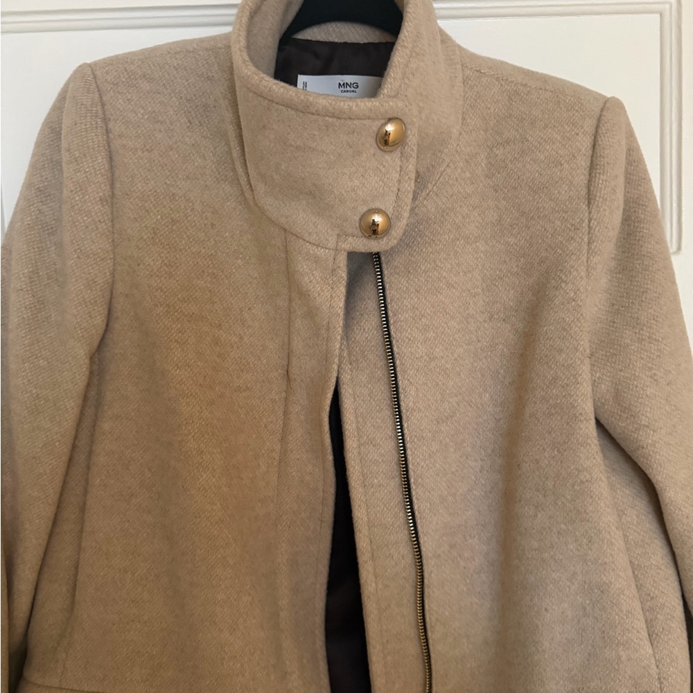 Mango Tan Wool Blend Coat View 3